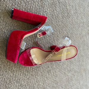 Red Velvet Heels w/Straps